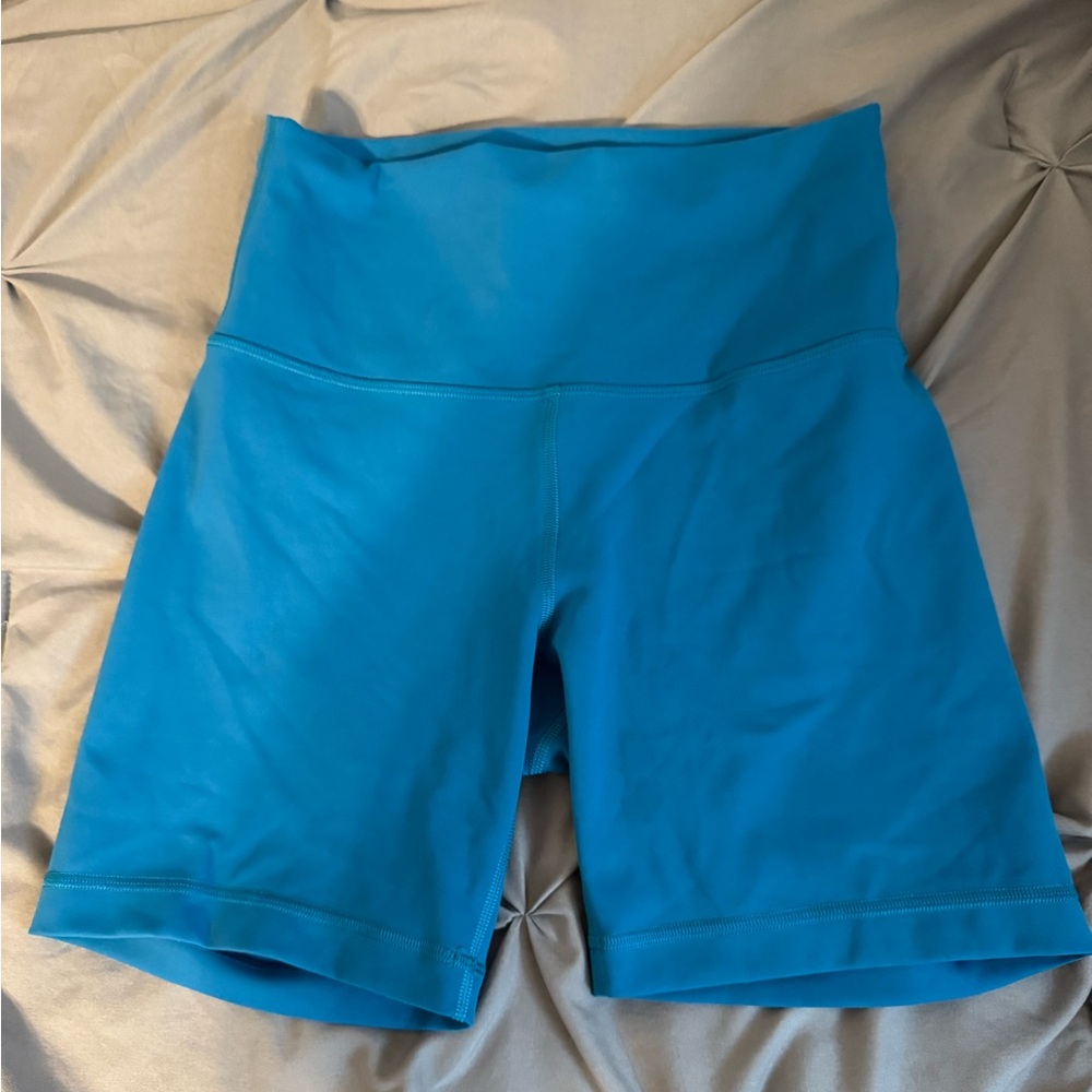 Women's Blue High-Waisted Biker Shorts
